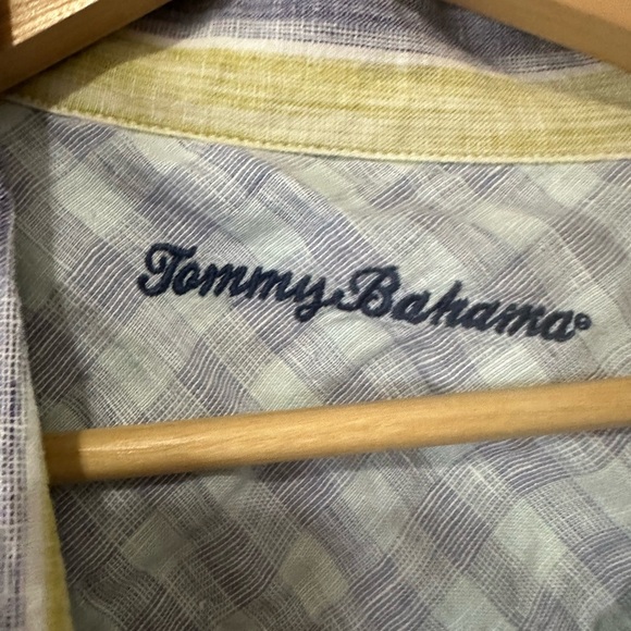 Tommy Bahama Blue and Green Striped Linen Shirt -
size XL - Picture 3 of 5